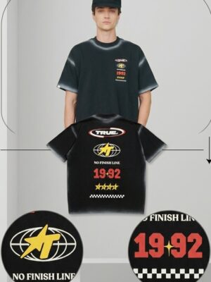 TRUE NO FINISH LINE OVERSIZED T-SHIRT CAMISETA NEGRA